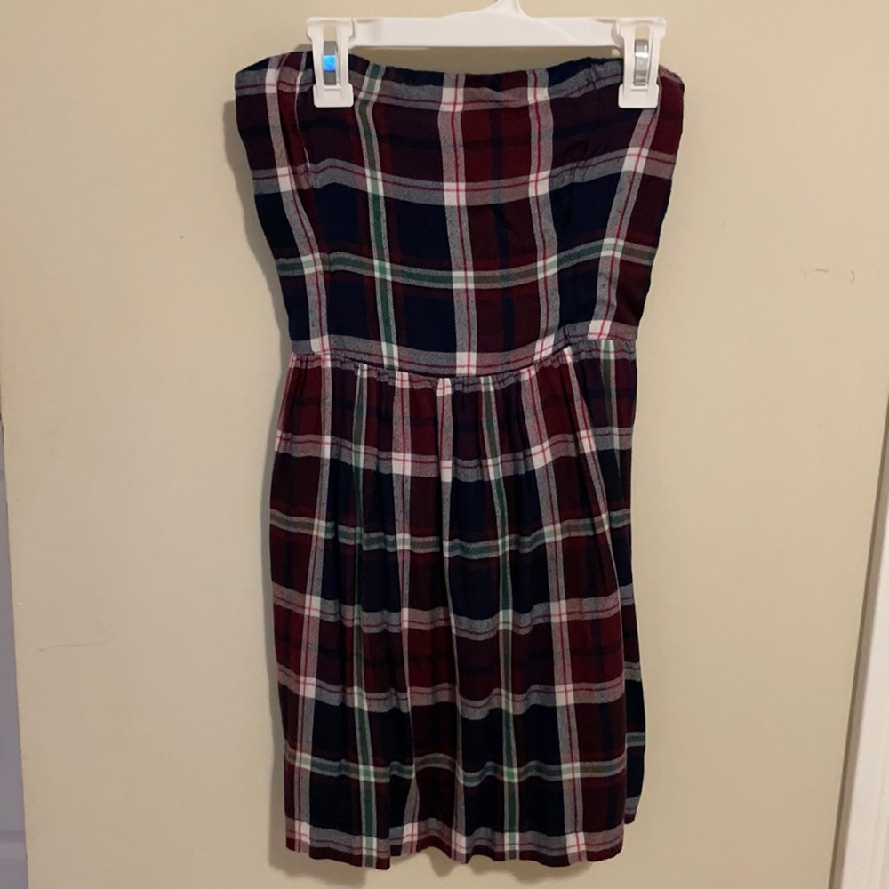 A&F tartan pattern strapless mini dress